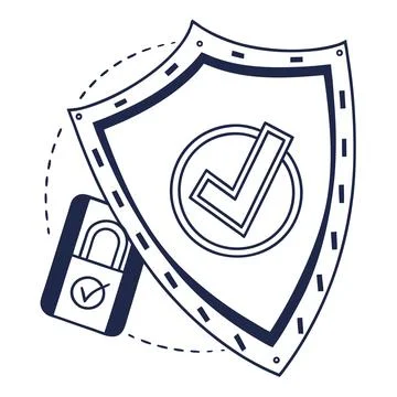 Secure Payment Shield Icon Outline Vector for Financial Transactions Stock Illustration