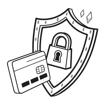 Secure Payment Shield Icon Outline Vector for E-commerce Trust Stock Illustration