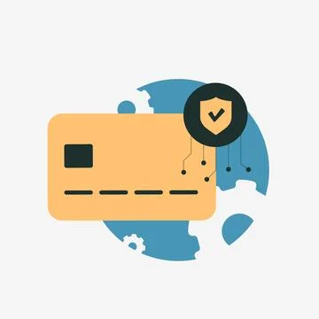 Secure payment system, credit card protection with encrypted transaction. Online Stock Illustration
