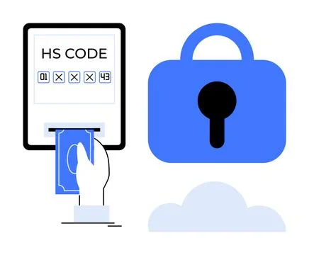 Secure Payment System with HS Code Entry and Lock Stock-Illustration