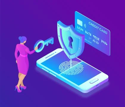 Secure payments. Data protection concept. Personal data protection. Credit ca Stock Illustration