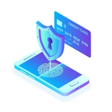 Secure payments. Data protection concept. Personal data protection. Credit ca Illustrazione stock