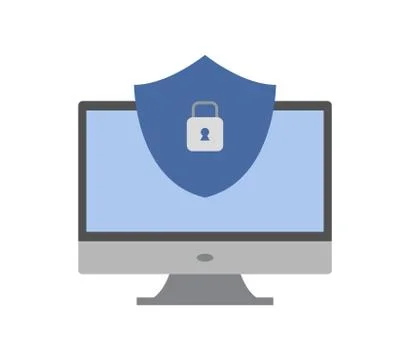 Secure pc icon on white background Stock Illustration