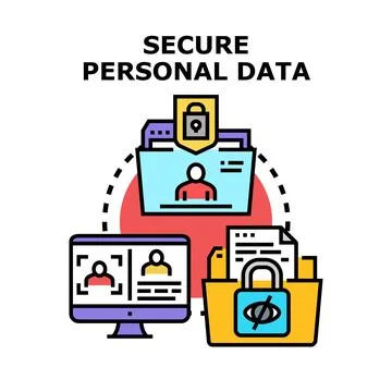 Secure personal data management and privacy concept Stock Illustration