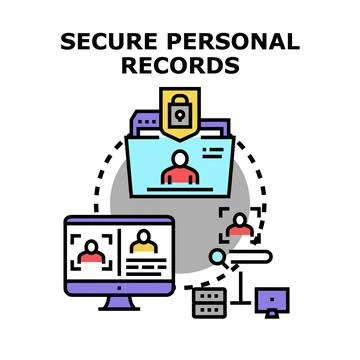 Secure personal records protecting customer data information Stock Illustration