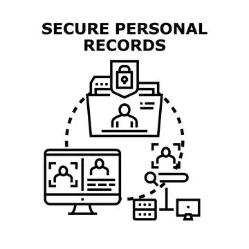 Secure personal records protecting customer data information Stock Illustration