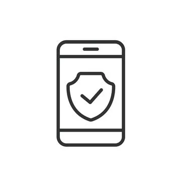 Secure phone protected, icon in line design. Secure, phone, protected, security Stock Illustration