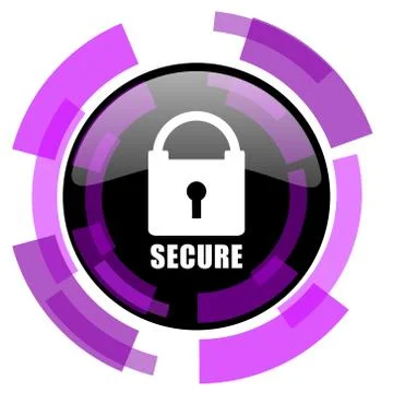 Secure pink violet modern design vector web and smartphone icon. Round button Illustrazione stock