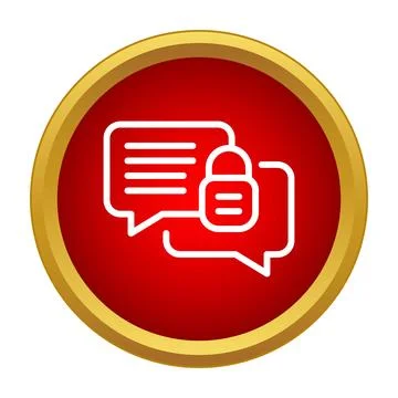 Secure private chat messaging encryption red button icon 스톡 일러스트