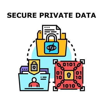 Secure private data concept protecting digital information Stock Illustration