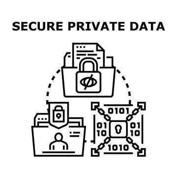 Secure private data concept protecting digital information Stock Illustration