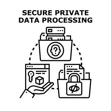 Secure private data processing concept illustration Stock Illustration