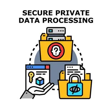 Secure private data processing concept illustration Stock Illustration