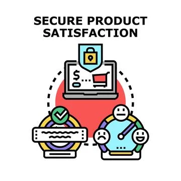 Secure product satisfaction concept visualizing online shopping Stock Illustration