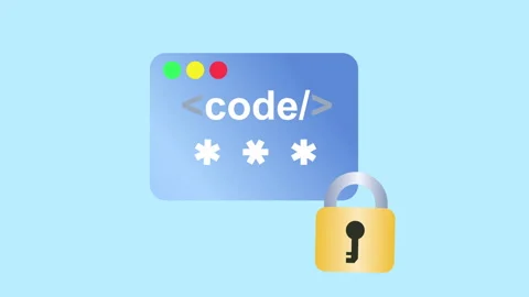 Secure protected code access icon, cybersecurity 2d with alpha matte Stock-Footage 336039506