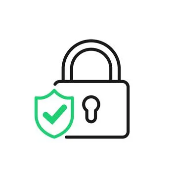 Secure protection icon. Data protection symbol. Lock with shield concept. Vec Stock Illustration