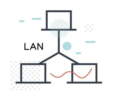 Secure Protection - Local Area Network  - LAN Icon - Stock Illustration Stock Illustration
