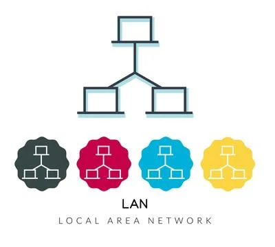 Secure Protection - Local Area Network  - LAN Icon - Stock Illustration Stock Illustration