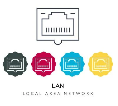 Secure Protection - Local Area Network  - LAN Icon - Stock Illustration Stock Illustration