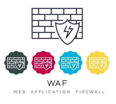 Secure Protection - Web Application Firewall - WAF Icon - Stock Illustration Stock Illustration