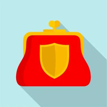 Secure purse icon, flat style Illustrazione stock