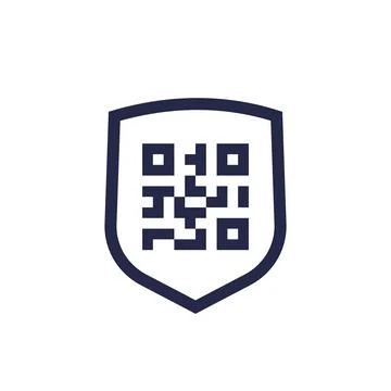 Secure qr code payment icon with a shield Stock Illustration