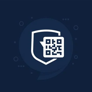 Secure qr code payment icon with shield, vector Stock Illustration