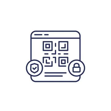 Secure qr code payment line icon Stock Illustration