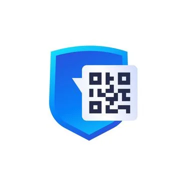 Secure qr code payment vector icon with shield Stock Illustration