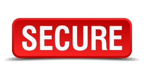 Secure red 3d square button isolated on white Illustrazione stock