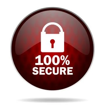 Secure red glossy web icon on white background. Stock Illustration