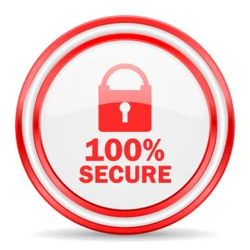 Secure red white glossy web icon Stock Illustration