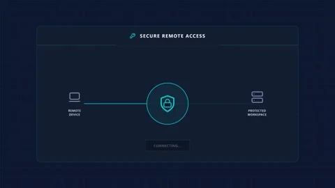 Secure remote connection interface animation on dark background. 4K Video stock 342114974