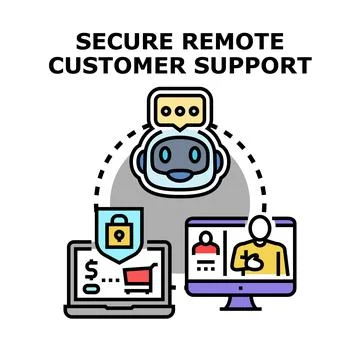 Secure remote customer support providing digital assistance Stock Illustration