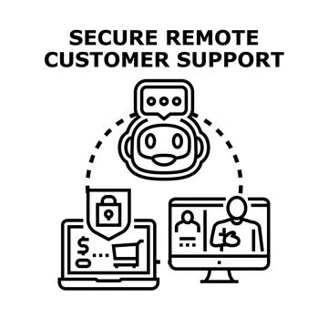 Secure remote customer support providing digital assistance 库存插图