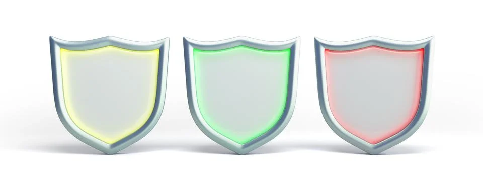 Secure resource concept different color safety sign 3d render on white Stock Illustration