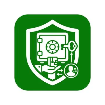 Secure safe and key icon, data storage protection and digital security. Stock Illustration