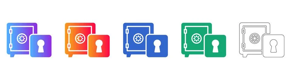 Secure Safe and Lock Icon Set Illustrazione stock