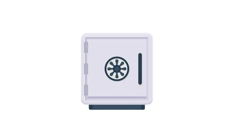A secure safe box featuring a shield and a check mark, symbolizing protecti.. Stock Footage 332199534