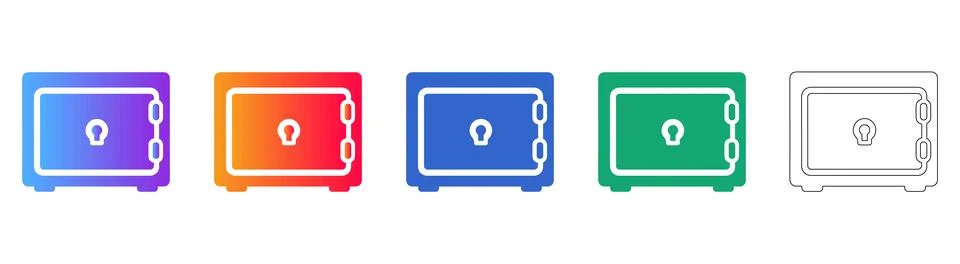 Secure Safe Box Icons Set Illustrazione stock