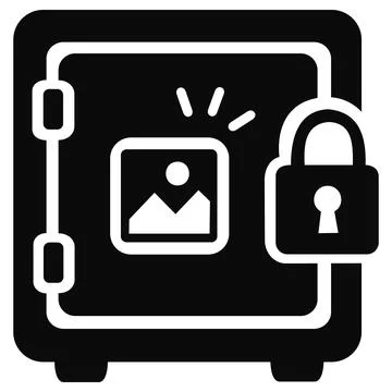 Secure safe deposit box nft art icon Stock Illustration