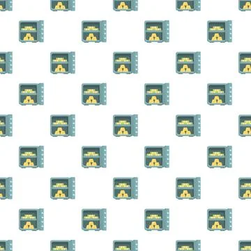 Secure safe with gold bars and cash pattern Stock Illustration