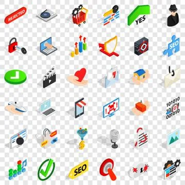 Secure safety icons set, isometric style Stock-Illustration
