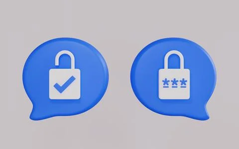 Secure safety lock password bubble message security symbol or Private open Stockillustratie