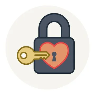 Secure Saving Key Locker Heart Stock Illustration
