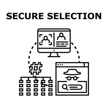Secure selection concept with digital interface choosing options Illustrazione stock