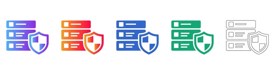 Secure Server and Data Protection Icon Set Stockillustratie