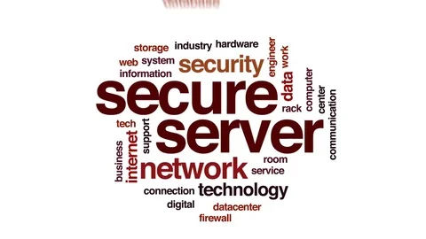 Secure server animated word cloud, text design animation. Stock Footage 82347680