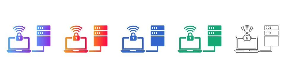 Secure Server Connection Icons Stockillustratie