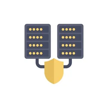 Secure server connection showing data protection with shield Stock Illustration